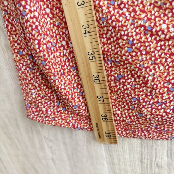 J MCLAUGHLIN Catalina Cloth Sheath Dress Large Multicolor Print Ruched Side Red - Picture 10 of 12